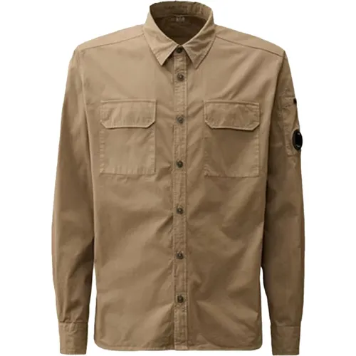 Gabardine-Overshirt mit Knopfverschluss , Herren, Größe: 2XL - C.P. Company - Modalova