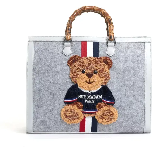 Graue Tote-Tasche mit Teddy - Rue Madame - Modalova