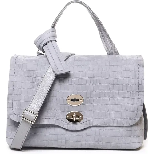 Grey Leather Shoulder Bag with Flap , female, Sizes: ONE SIZE - Zanellato - Modalova