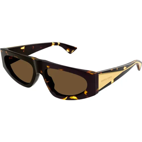 Havana/Braune Sonnenbrille , Damen, Größe: 57 MM - Bottega Veneta - Modalova