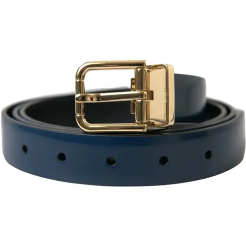Eleganter blauer Ledergürtel - Dolce & Gabbana - Modalova