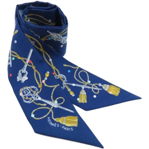 Gebrauchter Marineblauer Seiden Hermès Schal - Hermès Vintage - Modalova