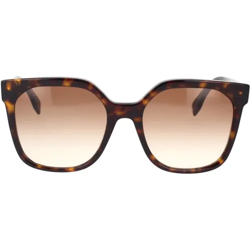 Square Oversized Sunglasses with Minimalist Havana Frame , unisex, Sizes: 55 MM - Fendi - Modalova