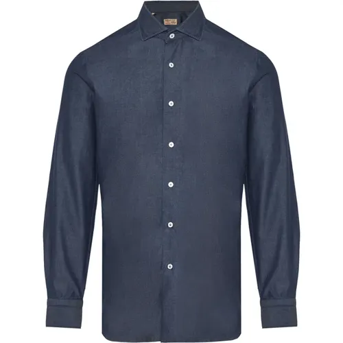 Denim Effect Cotton Shirt Made in Italy , male, Sizes: 4XL, 3XL - Barba - Modalova