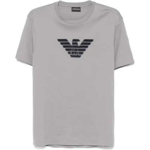 Graues Baumwoll-Jersey Crew Neck T-Shirt , Herren, Größe: 2XL - Emporio Armani - Modalova