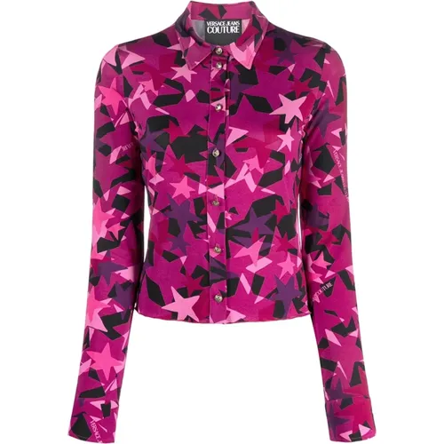 Fuchsia Gemustertes Hemd für Damen , Damen, Größe: S - Versace Jeans Couture - Modalova