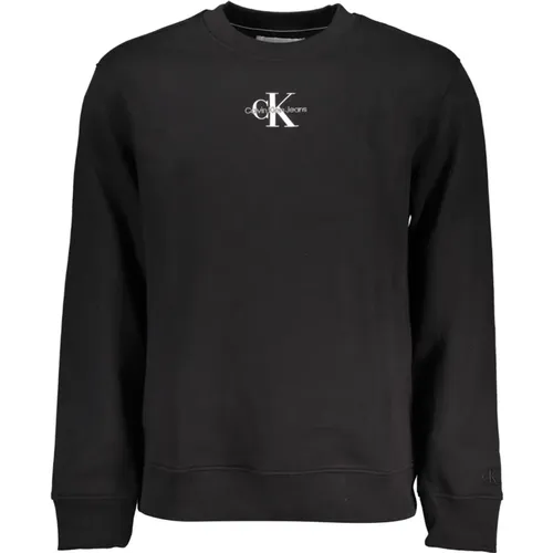 Schwarzer Sweatshirt mit Langen Ärmeln Besticktes Logo , Herren, Größe: XL - Calvin Klein - Modalova