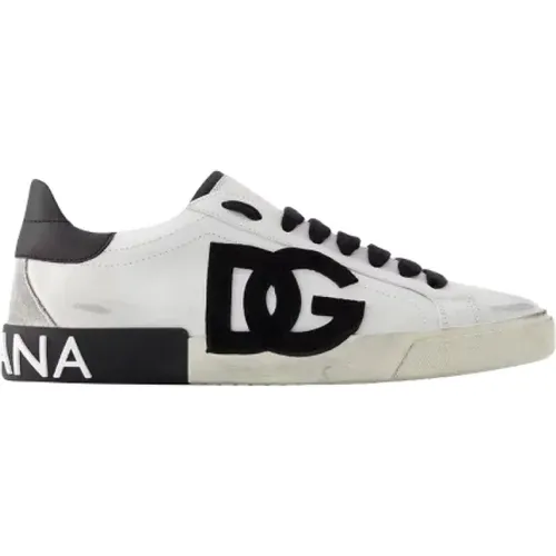 Leder sneakers , Damen, Größe: 45 EU - Dolce & Gabbana - Modalova