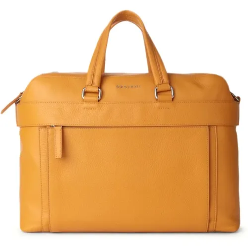 Leather Micron Bag in Ochre , male, Sizes: ONE SIZE - Orciani - Modalova
