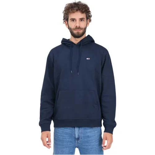 Blaue Kapuzenpullover mit Logo-Stickerei , Herren, Größe: M - Tommy Jeans - Modalova