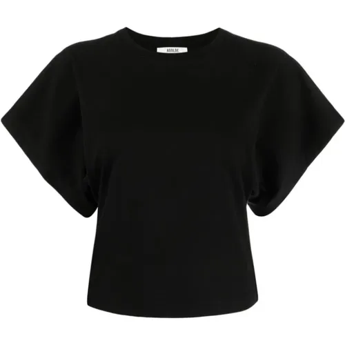 Schwarzes Baumwoll-Dolman-Ärmel T-Shirt , Damen, Größe: L - Agolde - Modalova