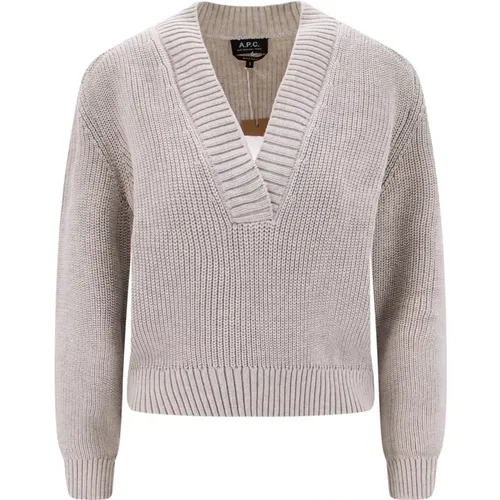 Ribbed Cotton Sweater Aw23 , female, Sizes: L, M - A.p.c. - Modalova