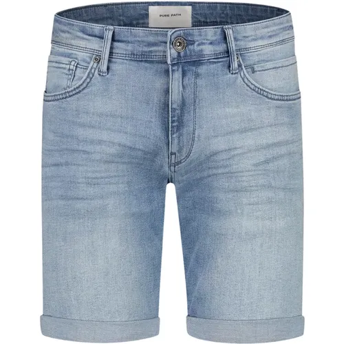 Ruhige Blaue Skinny Denim Shorts , Herren, Größe: W31 - Pure Path - Modalova