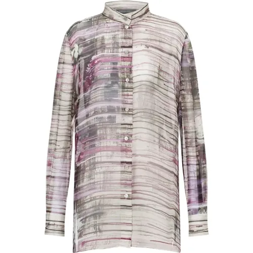 Painterly Print Silk Shirt , female, Sizes: L, XL - alberta ferretti - Modalova