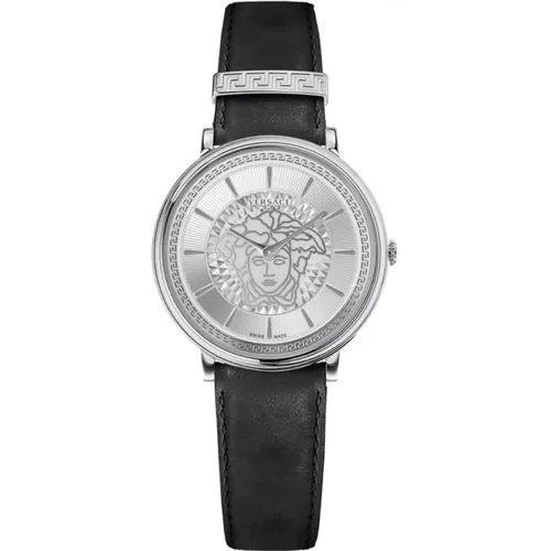 V Circle Leather Strap Watch , unisex, Sizes: ONE SIZE - Versace - Modalova