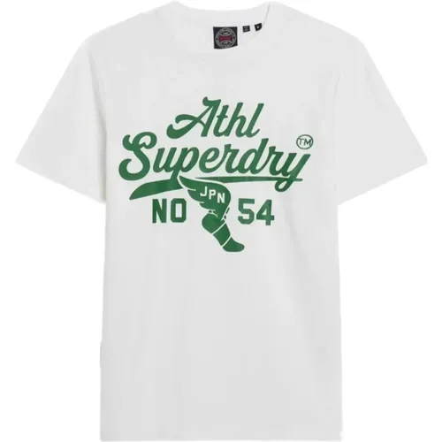 Track&Field T-shirt with Green Print , male, Sizes: L, M - Superdry - Modalova