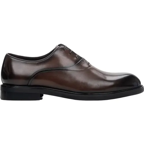 Herren Braune Leder Oxford Schuhe Er00114195 - Estro - Modalova