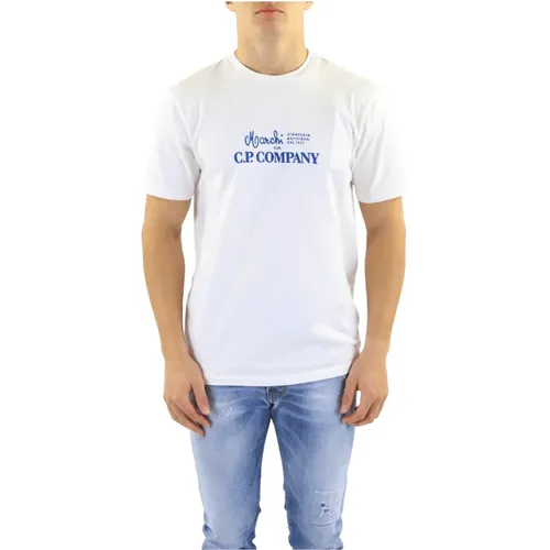 Herren Marchi T-Shirt Weiß , Herren, Größe: XL - C.P. Company - Modalova