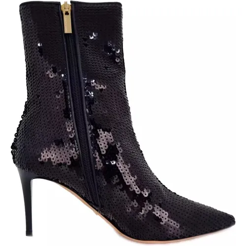 Sequined Leather Ankle Boot , female, Sizes: 3 UK, 2 UK - Elisabetta Franchi - Modalova