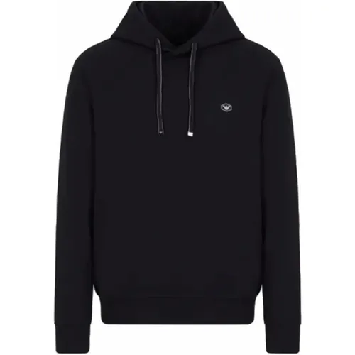 Hoodie with logo patch , male, Sizes: M - Armani - Modalova