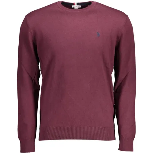 Lila Kaschmir Pullover mit Stickerei , Herren, Größe: 2XL - U.S. Polo Assn. - Modalova