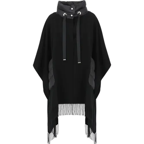 Wool Poncho with Fringes , female, Sizes: ONE SIZE - Herno - Modalova