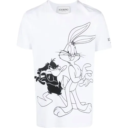 Bugs Bunny Cartoon Print Tee , male, Sizes: 2XL, M, L - Iceberg - Modalova