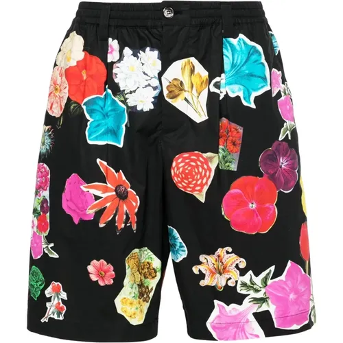 Black Floral Bermuda Shorts , male, Sizes: L - Marni - Modalova