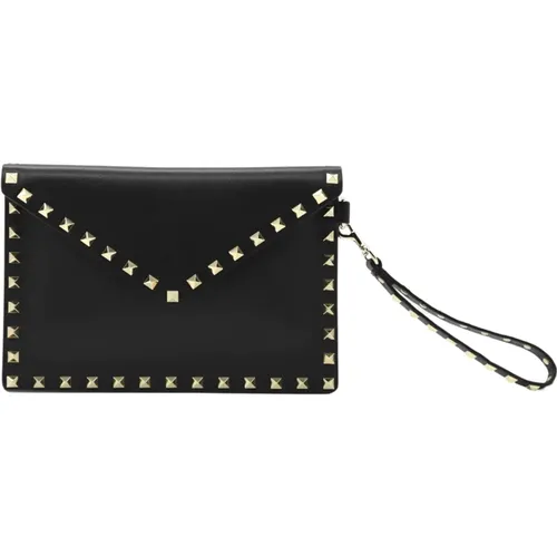 Leather Snap-buttoned Bag with Card Slots , female, Sizes: ONE SIZE - Valentino Garavani - Modalova