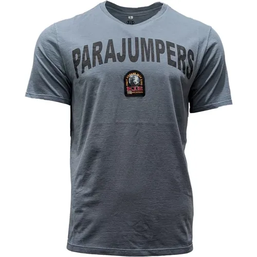 Buster Tee Blau-Graues Logo T-Shirt , Herren, Größe: M - Parajumpers - Modalova