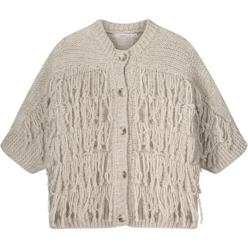 Fringe Strickjacke 3/4 Ärmel , Damen, Größe: L - Summum Woman - Modalova