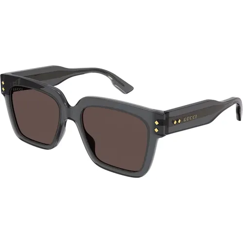 Transparente Grau/Braune Sonnenbrille , Herren, Größe: 54 MM - Gucci - Modalova