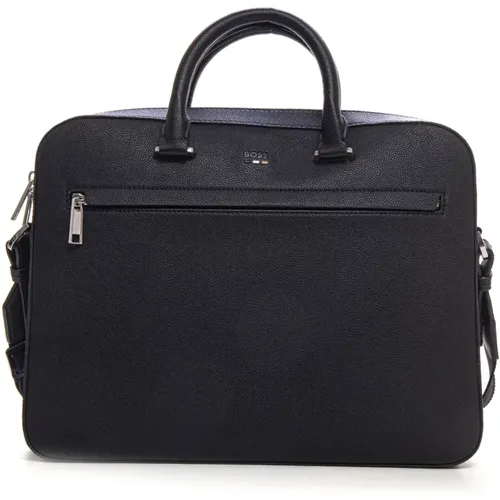 Leather Satchel with Laptop Compartment , male, Sizes: ONE SIZE - Boss - Modalova
