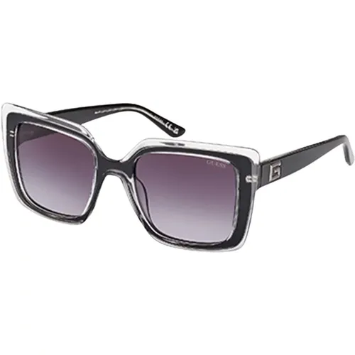 Stylische Sonnenbrille in Schwarz und Grau , Damen, Größe: 52 MM - Guess - Modalova