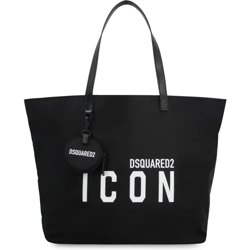 Icon Nylon Tote with Leather Details , female, Sizes: ONE SIZE - Dsquared2 - Modalova