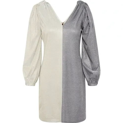 Silbernes Gerafftes Kleid , Damen, Größe: XL - Karen by Simonsen - Modalova