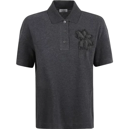 Anthrazit Polo T-Shirt Kollektion - BRUNELLO CUCINELLI - Modalova