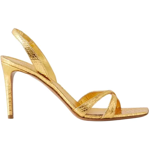 Golden Metallic Stiletto Sandals , female, Sizes: 6 UK - Paris Texas - Modalova