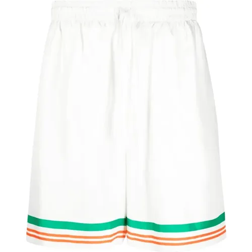 Tennis Club Icon Silk Shorts , male, Sizes: M - Casablanca - Modalova