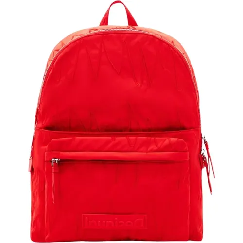 Roter Print Handtasche Rucksack mit Reißverschlusstaschen - Desigual - Modalova