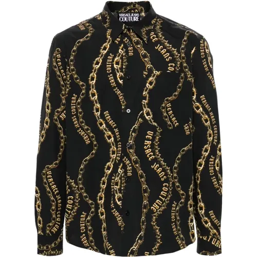 Chain Couture Print Schwarzes Hemd , Herren, Größe: XL - Versace Jeans Couture - Modalova