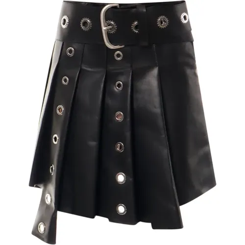Leather Pleated Skirt , female, Sizes: S - Off White - Modalova