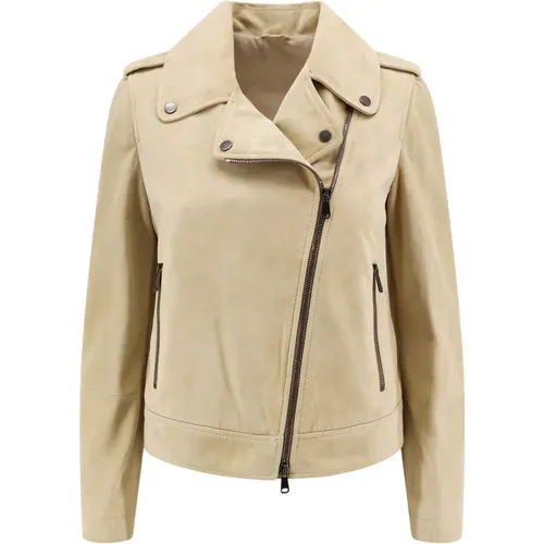 Suede Zip Jacket Lined , female, Sizes: XS, S - BRUNELLO CUCINELLI - Modalova