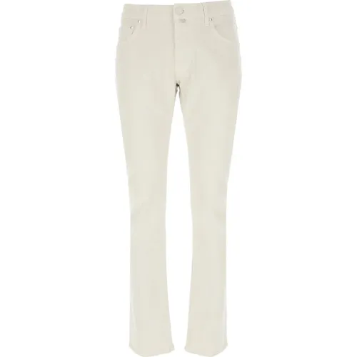 Slim-Fit Ivory Trousers , male, Sizes: W32, W33 - Jacob Cohën - Modalova