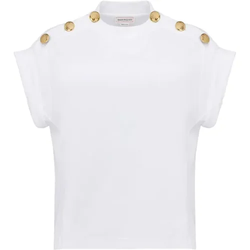 Logo T-shirt with Buttons , female, Sizes: 2XS - alexander mcqueen - Modalova