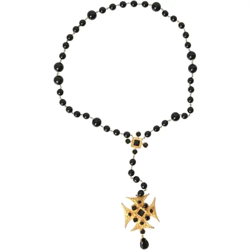 Goldton Kreuz Perlenkette Halskette - Dolce & Gabbana - Modalova