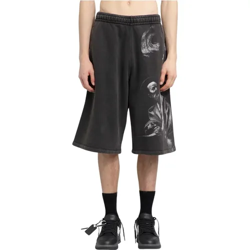 St. Matthew Schwarz Graue Sweatshorts , Herren, Größe: L - Off White - Modalova