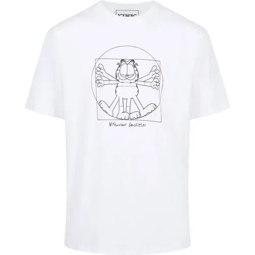 Vitruvian Garfield Print T-shirt , Herren, Größe: 3XL - Iceberg - Modalova