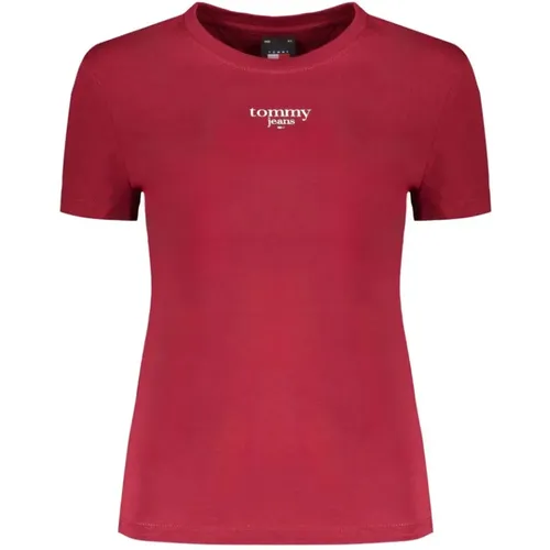 Rote Baumwolltops & T-Shirt , Damen, Größe: M - Tommy Hilfiger - Modalova