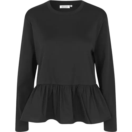 Schwarzes Top mit Rockdetail , Damen, Größe: M - Masai - Modalova